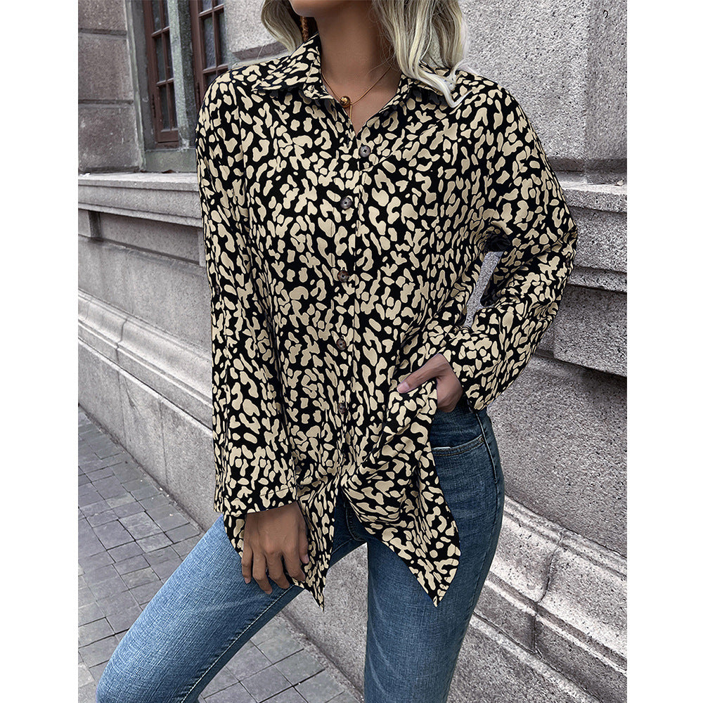 Damen luftiges Blusenshirt mit Animal-Print und bequemen Schnitt R&B