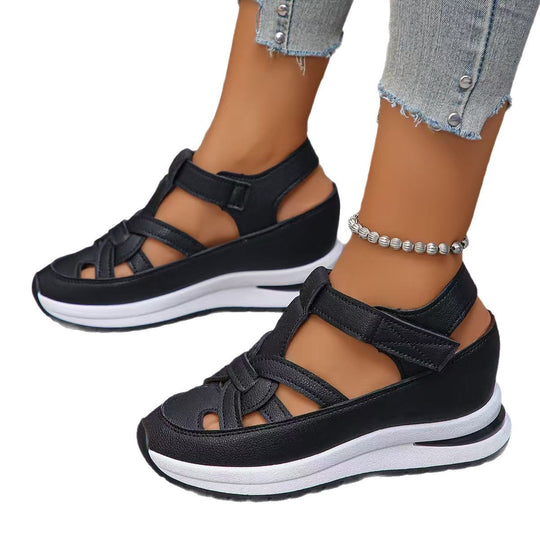 Damen Sportliche und elegante Plateausandalen mit praktischem Klettverschluss R&B