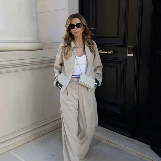 Damen Sportliche Jacke im modernen Oversized-Schnitt mit Stehkragen und Reißverschluss R&B