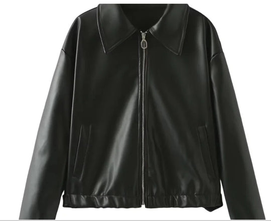 Damen Kunstlederjacke im lässigen Schnitt mit aufgesetzten Taschen R&B