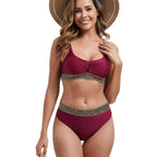 Damen Hoch tailliertes Bikini-Set mit dekorativem Knotendetail R&B