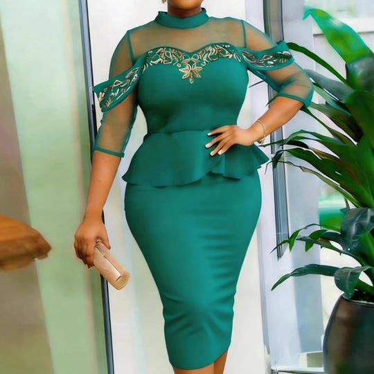 Damen figurbetontes Peplum-Kleid R&B