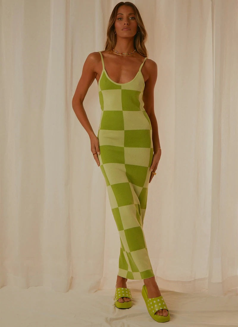 Damen Designer-Midi-Kleid mit stilvollem Grafikmuster R&B