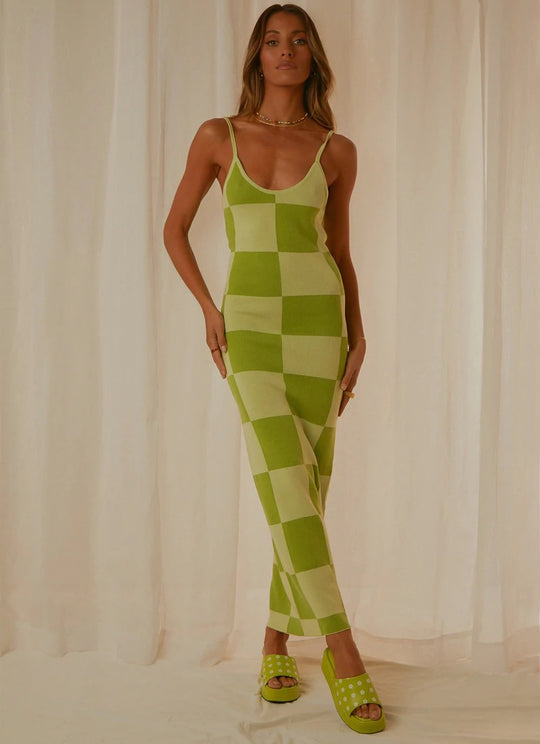 Damen Designer-Midi-Kleid mit stilvollem Grafikmuster R&B