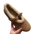 Damen Kuschel-Hausschuhe aus weichem Fleece mit dekorativem Riemchen R&B