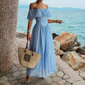 Damen Off-Shoulder Maxikleid mit fließendem Schnitt und Rüschendetails R&B
