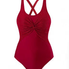 Damen Einteiler Badeanzug mit elegantem Wickeldesign R&B