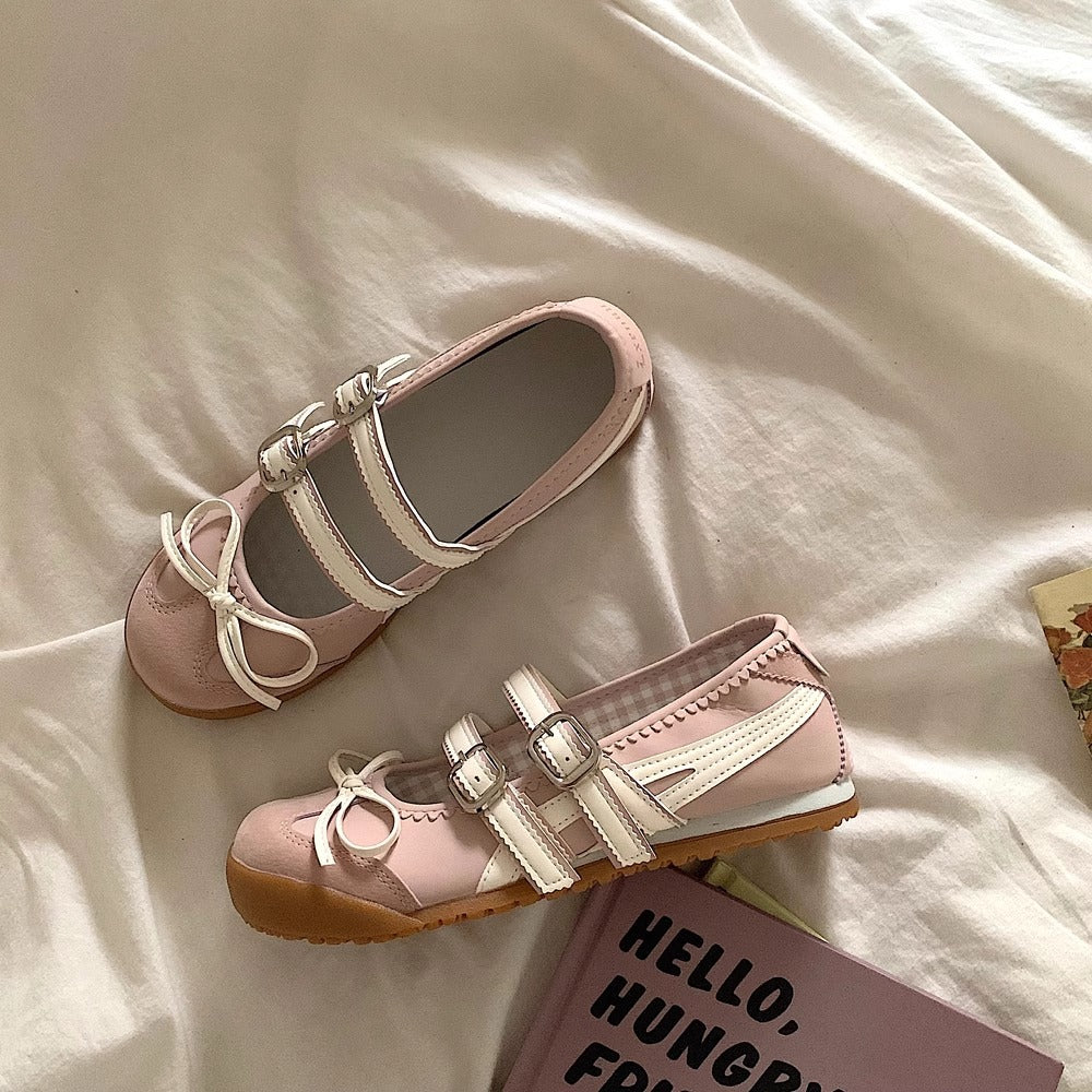 Damen Ballerinas mit modischen Riemchen und dekorativem Schleifen-Design R&B