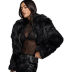 Damen Modische Kurzjacke mit glamourösem Kunstfell R&B