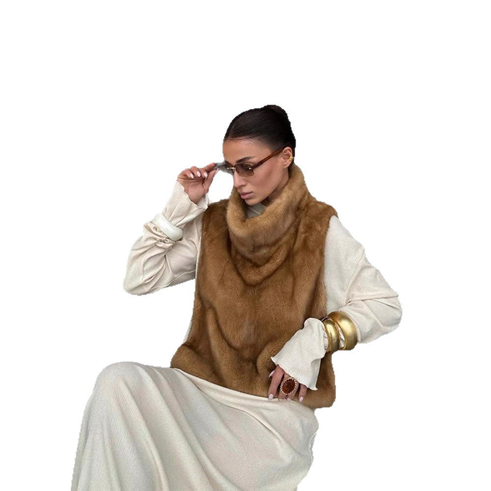 Damen kuschelige Kunstfell-Wickelschal R&B