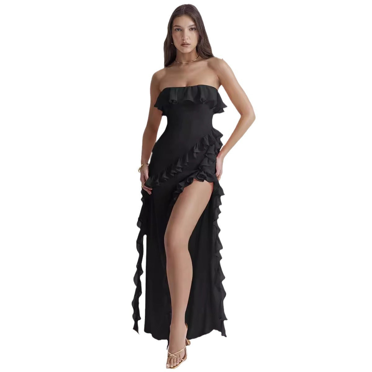 Damen Abendkleid im eleganten Rüschenstil EB