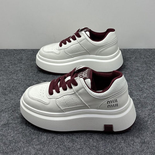 Damen Modische Plateau Sneakers aus strapazierfähigem Leder mit minimalistischer Optik R&B