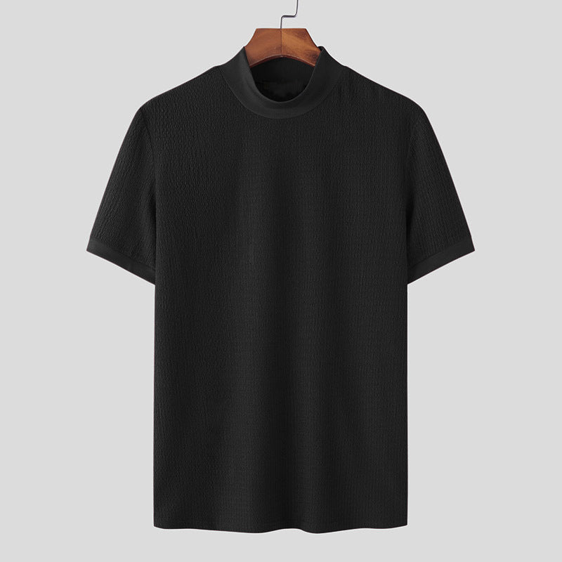 Herren nan Kurzarm Feinstrickshirt mit Stehkragen R&B