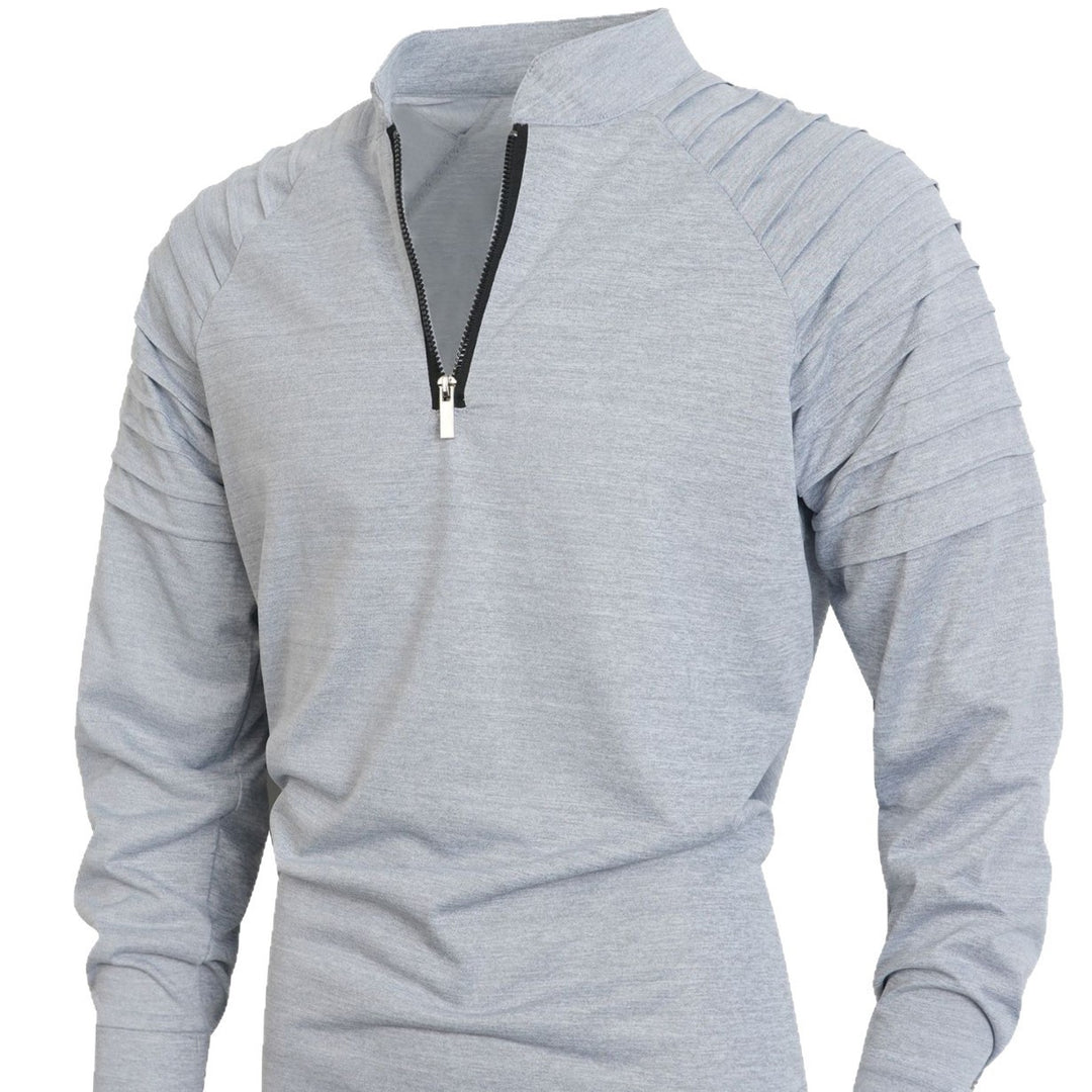 Herren Trainingsshirt mit hohem Kragen und dezentem Reißverschluss R&B