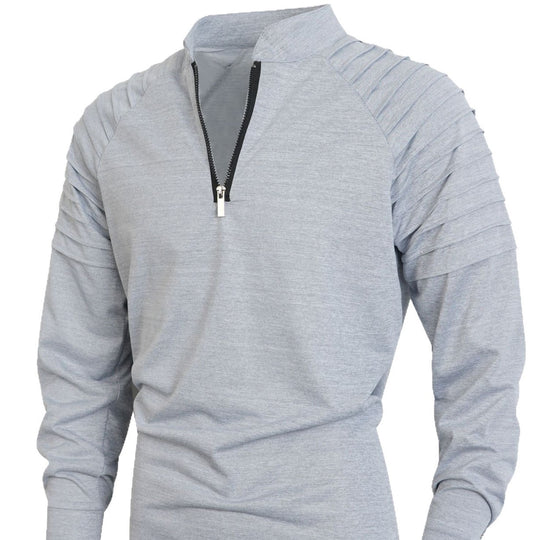 Herren Trainingsshirt mit hohem Kragen und dezentem Reißverschluss R&B