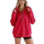 Damen Sweatshirt mit halbem Reißverschluss und oversized Schnitt R&B