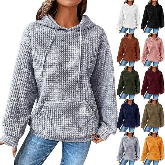 Damen stylischer Hoodie mit strukturiertem Material und Kängurutasche R&B