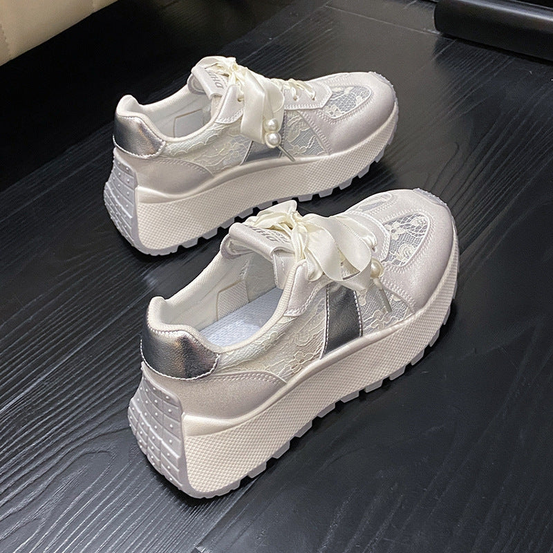Damen modische Sneakers mit glänzenden Akzenten und eleganter Schnürung R&B
