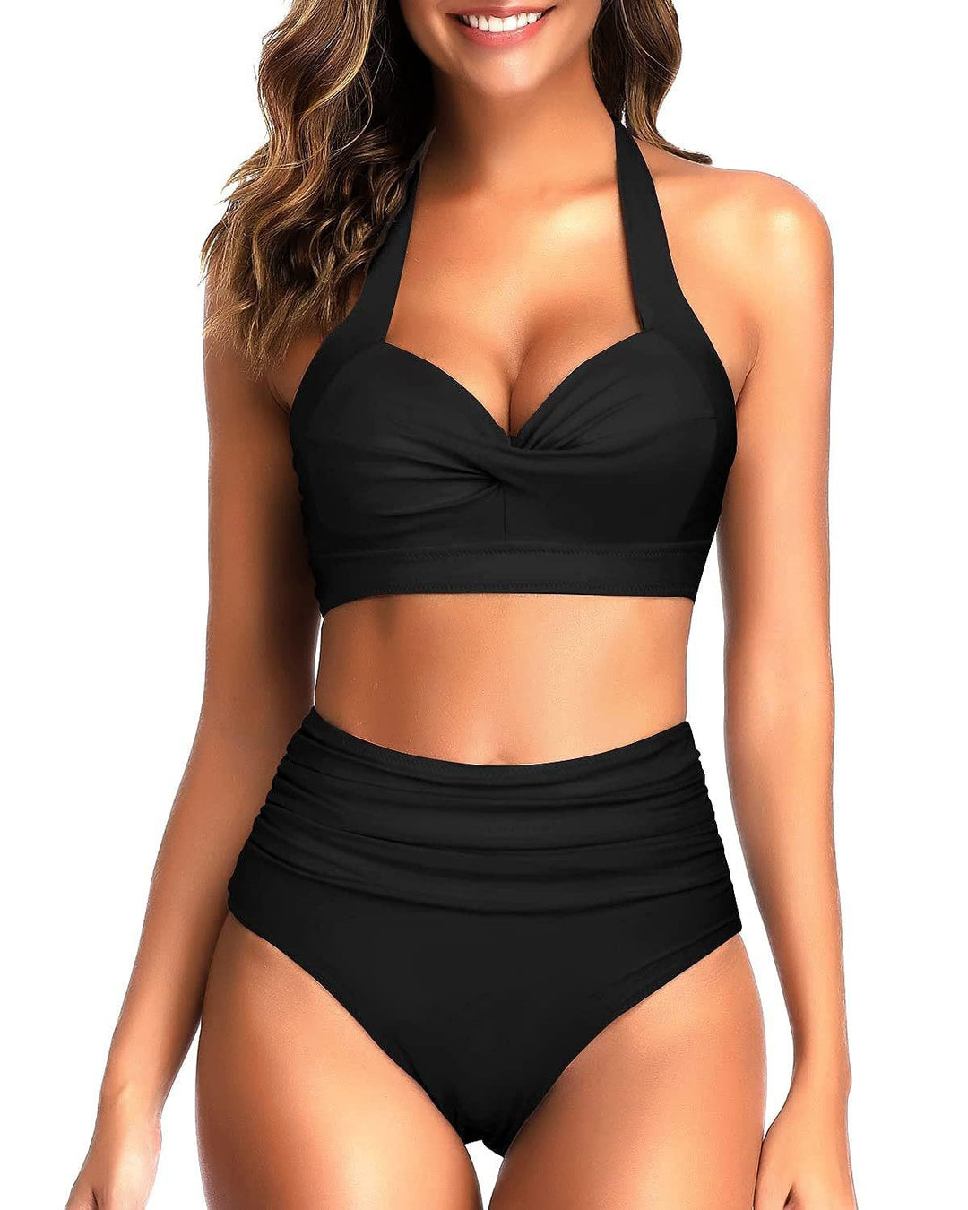 Damen Hoch tailliertes Bikini-Set mit modischem Tankini-Oberteil R&B