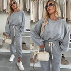 Damen Sportlicher Loungewear-Anzug mit elastischen Bündchen und weitem Schnitt R&B
