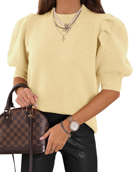 Damen Puffärmel Strickpullover R&B