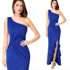 Damen Maxikleid mit asymmetrischem Ausschnitt und elegantem Raffdesign R&B