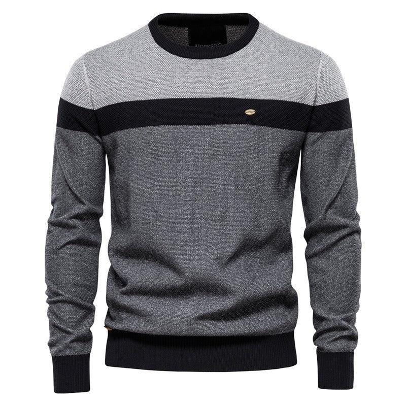 Herren Strickpullover mit modernem Farbblockdesign und feiner Struktur R&B
