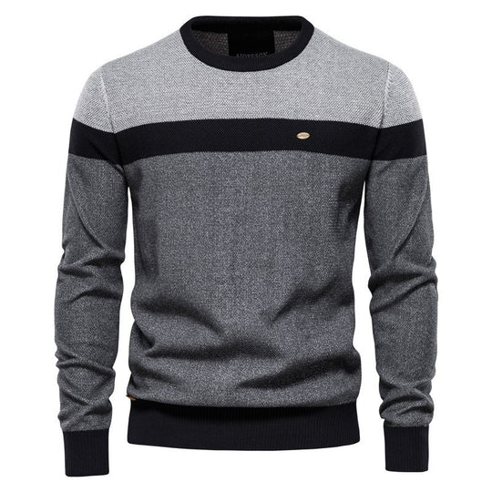 Herren Strickpullover mit modernem Farbblockdesign und feiner Struktur R&B