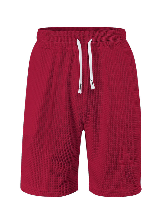 Herren nan atmungsaktive Waffel-Pyjama-Shorts mit elastischem Komfortbund, Tunnelzug und seitlichen Eingrifftaschen R&B