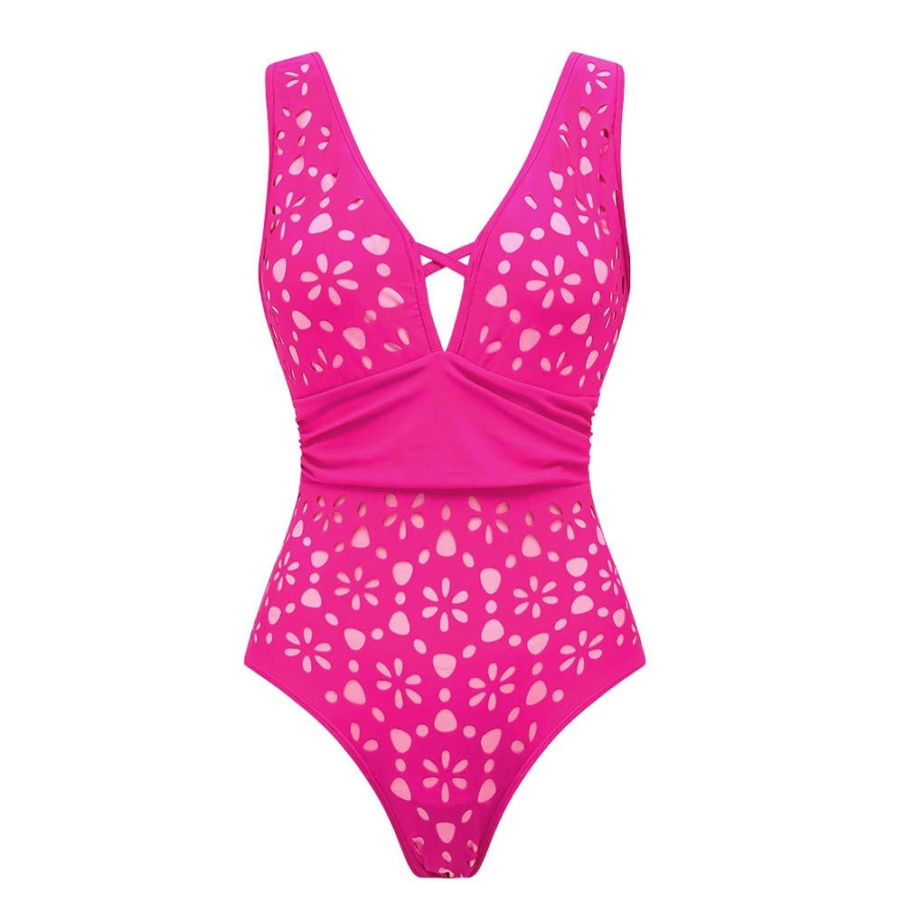 Damen Badeanzug und Rock mit floralen Ausschnitten R&B