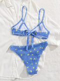 Damen Zweiteiliges Bikini-Set mit raffiniertem Knoten-Design und schimmernden Akzenten R&B