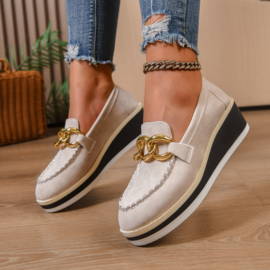 Damen Wedge-Mokassins mit glänzendem Dekor und komfortabler Sohle R&B