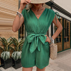 Damen Jumpsuit mit Wickeloptik und Taillengürtel