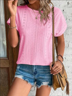 Damen Atmungsaktives Rundhals-T-Shirt mit Lochmuster R&B