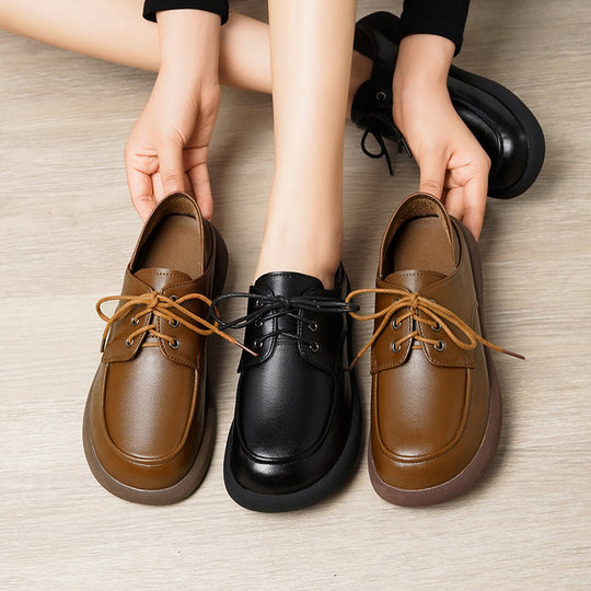 Damen elegante Schnürschuhe aus hochwertigem Kunstleder mit rutschfester Sohle R&B