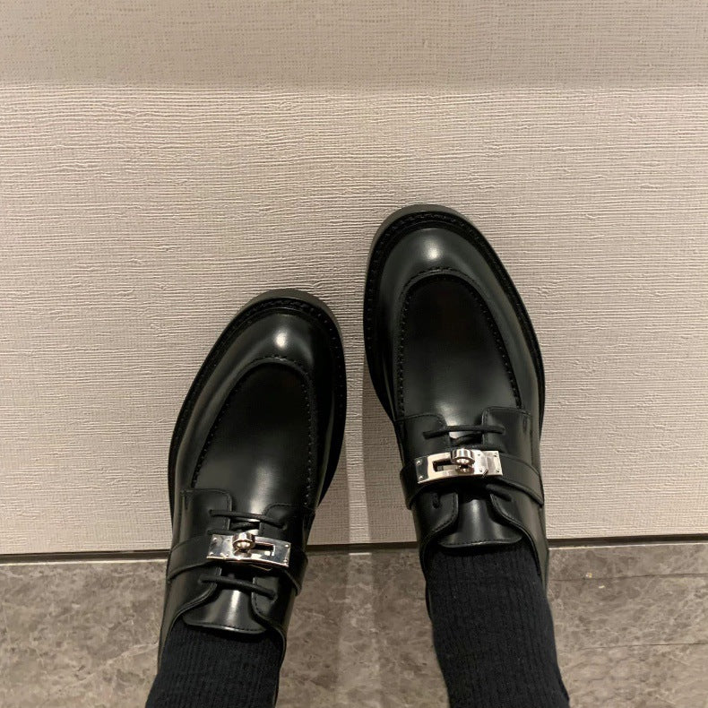 Damen elegante Mokassins mit dekorativem Schnallenverschluss