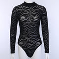 Damen eleganter und transparenter Langarm-Bodysuit mit ZR&Bra-Design R&B