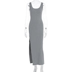 Damen Schlichtes Maxikleid mit hohem Seitenschlitz R&B