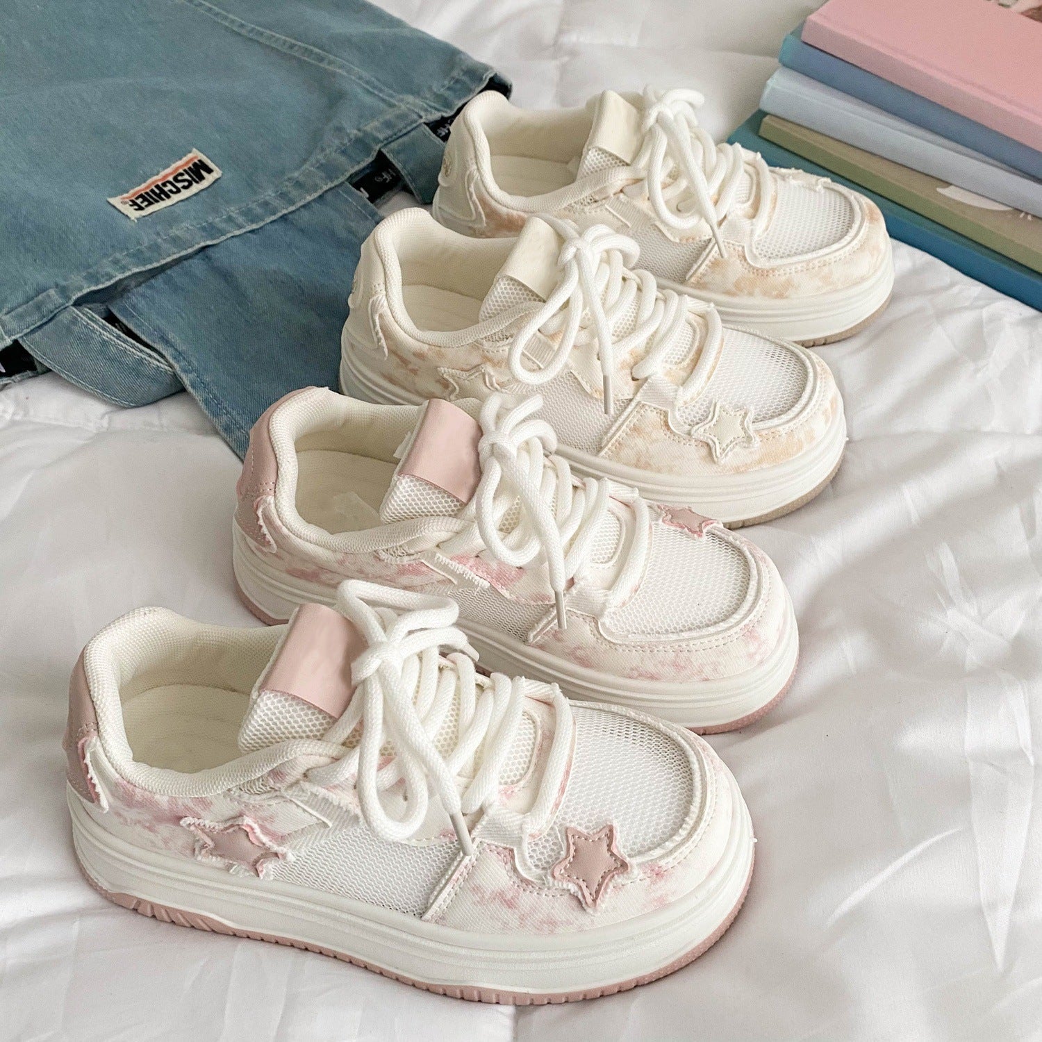 Damen bequeme Sneaker mit modischem Sternenmotiv R&B