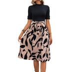 Damen Maxikleid mit elegantem Taillengürtel und floralem Muster R&B
