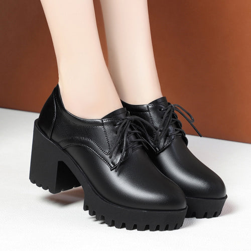Damen Komfortable Schnürschuhe mit markantem Blockabsatz und rutschfester Sohle R&B
