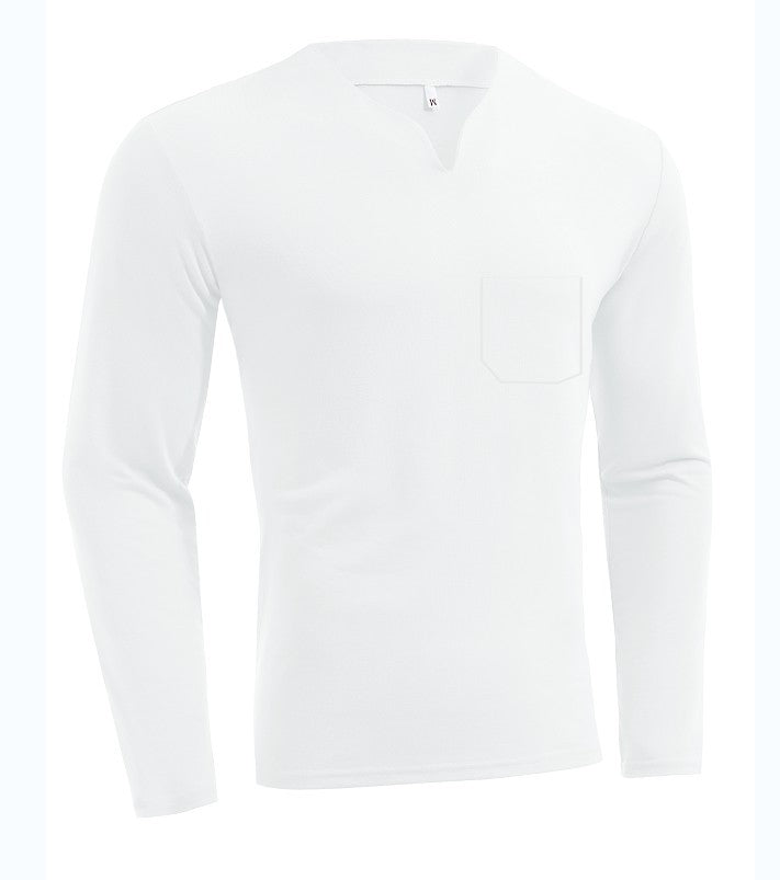 Herren nan Langarmshirt mit V-Ausschnitt Slim Fit Baumwollmix und elastischem Komfortbund R&B