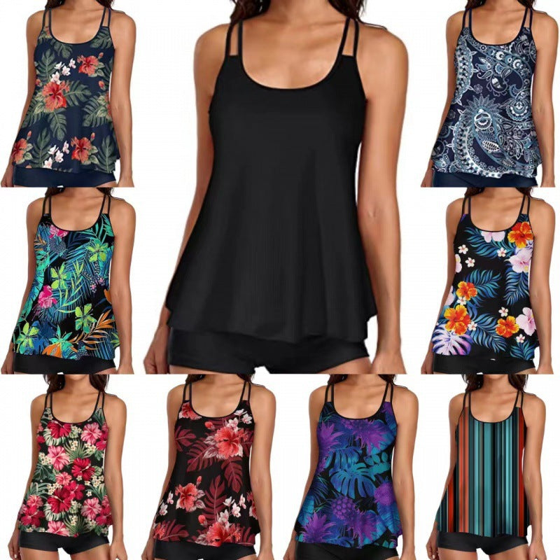 Damen Sportliches Tankini-Set mit bequemem Shorts und verstellbaren Trägern R&B