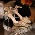 Damen elegante High-Heels mit funkelndem Strass und Schleifenakzent R&B