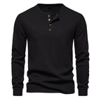 Herren Langarmshirt mit Knopfleiste und strukturiertem Design R&B