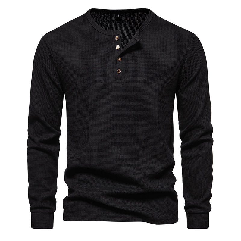 Herren Langarmshirt mit Knopfleiste und strukturiertem Design R&B