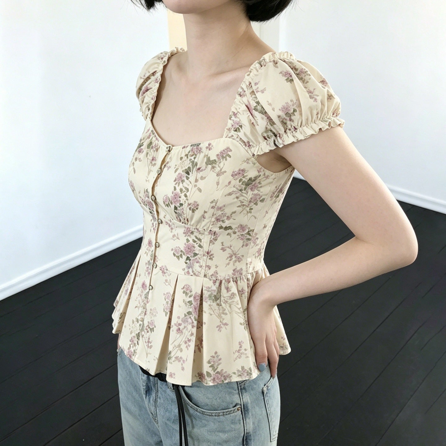 Damenbluse mit floralem Design und Rüschenärmeln R&B