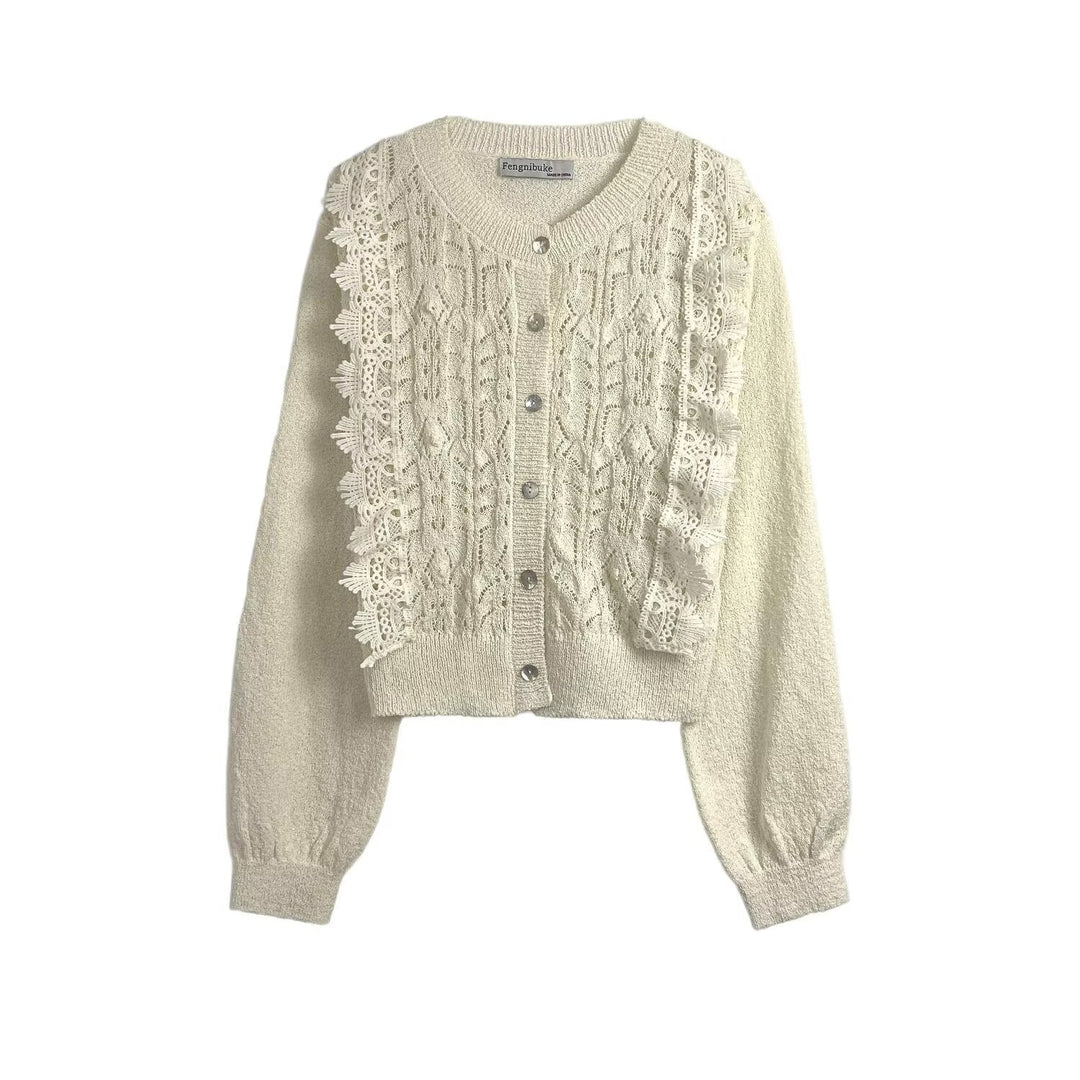 Damen Strickjacke mit filigranem Häkelmuster R&B