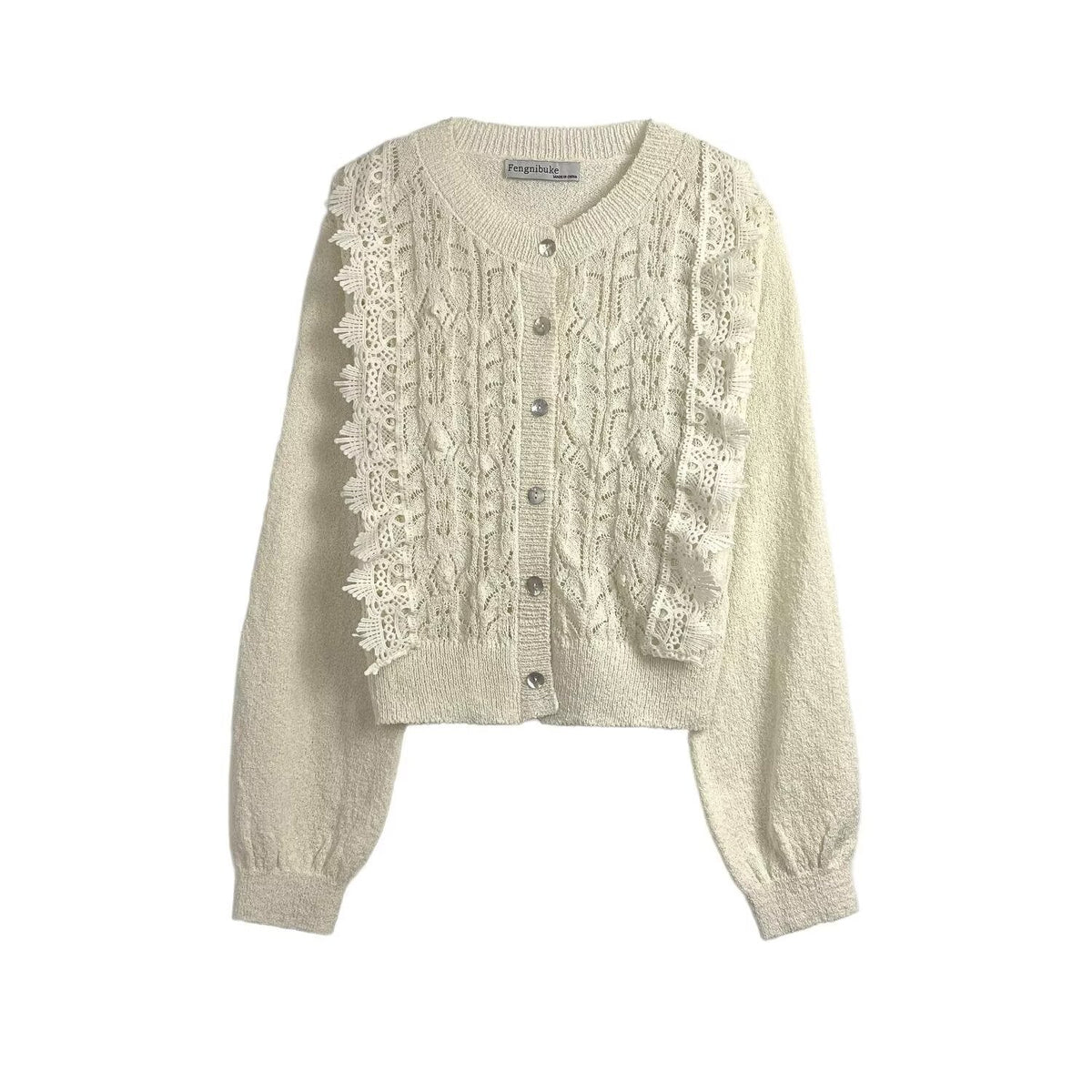 Damen Strickjacke mit filigranem Häkelmuster R&B