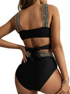 Damen Hochtailliertes Bikini-Set mit stilvollem Wickel-Oberteil R&B